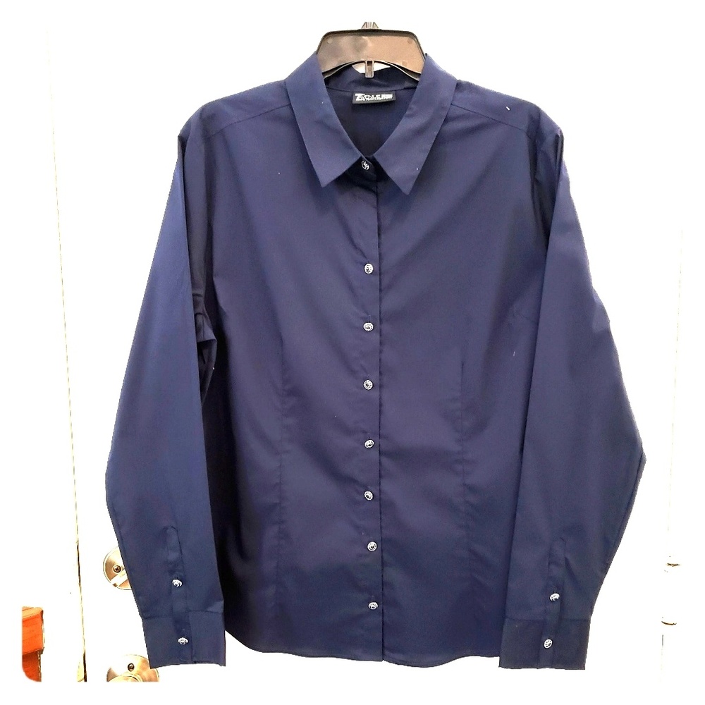 Womens New York & Co 7th Ave  navy blue blouse XL